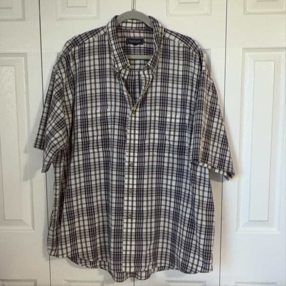 Van Heusen Mens 2XL Multicolor Plaid Short Sleeve Button Up Wrinkle Free Shirt